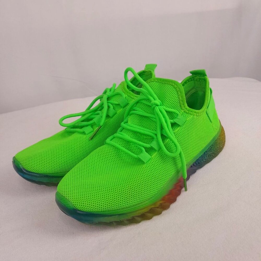 Wanted Affinity Bright Green Rainbow Gel Sole Sneakers Size 6 1/2